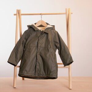 Zara Fleece-Lined Rain Jacket | Olive Green | 2–3 Years (98 cm)